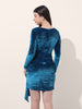 Women's Blue Regular Fit Party Wear Solid Dress