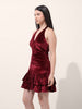 Women's Red Regular Fit Party Wear Solid Dress