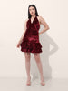 Women's Red Regular Fit Party Wear Solid Dress