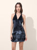 Women's Blue Regular Fit Party Wear Solid Dress