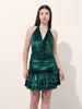 Women's Green Regular Fit Party Wear Solid Dress