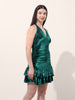 Women's Green Regular Fit Party Wear Solid Dress
