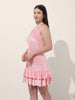 Women's Pink Regular Fit Party Wear Solid Dress