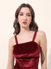 Women's Red Regular Fit Party Wear Solid Tops