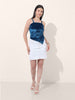 Women's Blue Regular Fit Party Wear Solid Tops