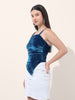 Women's Blue Regular Fit Party Wear Solid Tops