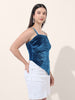 Women's Blue Regular Fit Party Wear Solid Tops