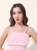 Women's Pink Regular Fit Party Wear Solid Tops