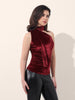 Women's Red Regular Fit Party Wear Solid Tops