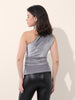 Women's Grey Regular Fit Party Wear Solid Tops
