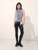 Women's Grey Regular Fit Party Wear Solid Tops