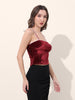 Women's Red Regular Fit Party Wear Solid Tops