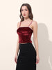 Women's Red Regular Fit Party Wear Solid Tops