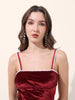 Women's Red Regular Fit Party Wear Solid Tops