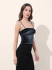 Women's Blue Regular Fit Party Wear Solid Tops