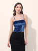 Women's Blue Regular Fit Party Wear Solid Tops