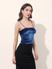 Women's Blue Regular Fit Party Wear Solid Tops