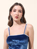 Women's Blue Regular Fit Party Wear Solid Tops