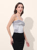 Women's Grey Regular Fit Party Wear Solid Tops