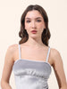 Women's Grey Regular Fit Party Wear Solid Tops