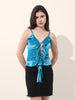 Women's Blue Regular Fit Party Wear Solid Tops