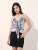 Women's Grey Regular Fit Party Wear Solid Tops