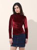 Women's Red Regular Fit Party Wear Solid Tops