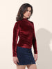 Women's Red Regular Fit Party Wear Solid Tops
