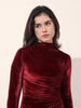 Women's Red Regular Fit Party Wear Solid Tops