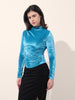 Women's Blue Regular Fit Party Wear Solid Tops
