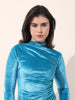 Women's Blue Regular Fit Party Wear Solid Tops