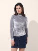 Women's Grey Regular Fit Party Wear Solid Tops