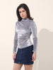 Women's Grey Regular Fit Party Wear Solid Tops