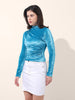 Women's Blue Regular Fit Party Wear Solid Tops
