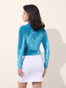 Women's Blue Regular Fit Party Wear Solid Tops