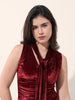 Women's Red Regular Fit Party Wear Solid Tops
