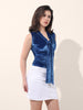 Women's Blue Regular Fit Party Wear Solid Tops