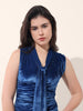 Women's Blue Regular Fit Party Wear Solid Tops