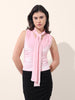 Women's Pink Regular Fit Party Wear Solid Tops