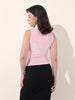 Women's Pink Regular Fit Party Wear Solid Tops