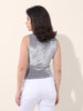 Women's Grey Regular Fit Party Wear Solid Tops