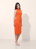 Women's Orange Regular Fit Casual Solid Dress