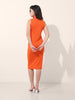 Women's Orange Regular Fit Casual Solid Dress