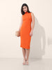 Women's Orange Regular Fit Casual Solid Dress
