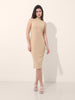 Women's Beige Regular Fit Casual Solid Dress