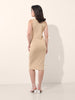 Women's Beige Regular Fit Casual Solid Dress