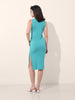 Women's Turquoise Regular Fit Casual Solid Dress