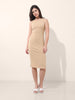 Women's Beige Regular Fit Casual Solid Dress