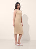 Women's Beige Regular Fit Casual Solid Dress
