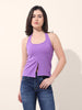 Women's Purple Regular Fit Casual Solid Tops